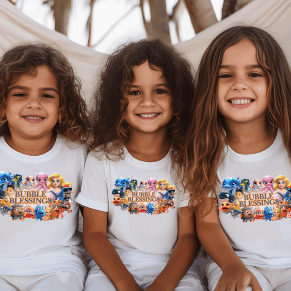 Kids Heavy Cotton™ Tee - Fun Bubble Blessings Graphic T-Shirt - Image 2