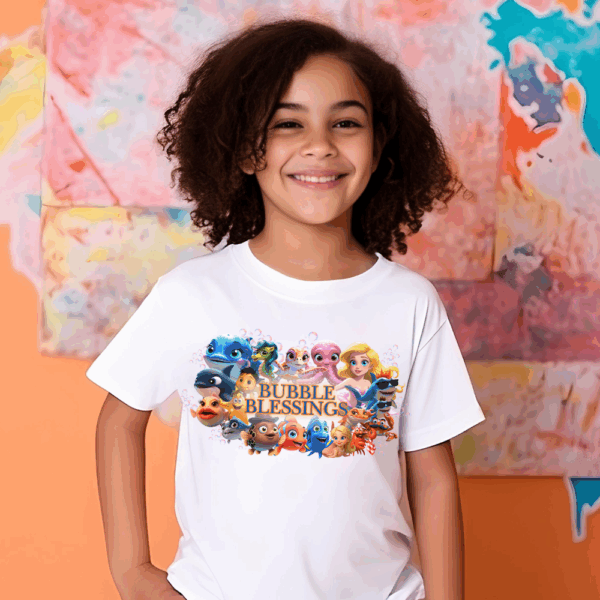 Kids Heavy Cotton™ Tee - Fun Bubble Blessings Graphic T-Shirt - Image 3
