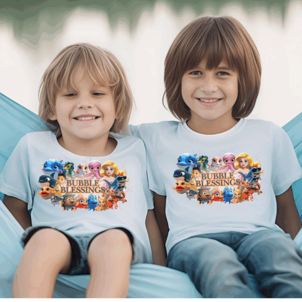 Kids Heavy Cotton™ Tee - Fun Bubble Blessings Graphic T-Shirt - Image 6