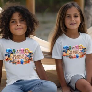 Kids Heavy Cotton™ Tee - Fun Bubble Blessings Graphic T-Shirt