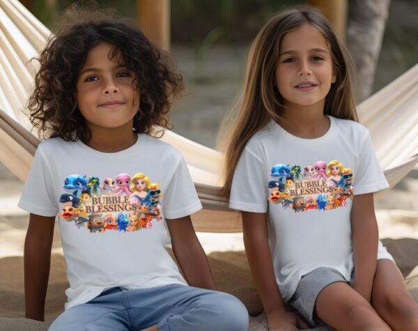 Kids Heavy Cotton™ Tee - Fun Bubble Blessings Graphic T-Shirt